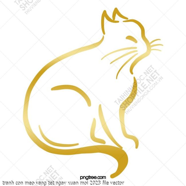 tranh con meo vang tet ngay xuan moi 2023 file vector
